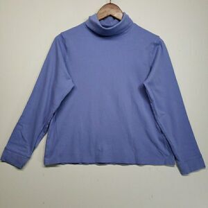 LL Bean Cotton Turtleneck Long Sleeve Shirt Top Large Petite LP Purple 278912